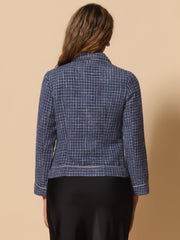 Collared Long Sleeve Contrast Trim Button Down Work Short Jacket