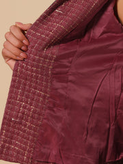 Collared Long Sleeve Contrast Trim Button Down Work Short Jacket