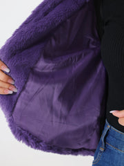 Winter Open Front Long Sleeve Faux Fur Bolero Shrugs Jacket