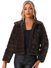 Fluffy Collar Warm Winter Cropped Faux Fur Coat