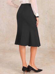 Ruffle Hem High Waist Business Pencil Midi Skirt
