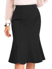 Ruffle Hem High Waist Business Pencil Midi Skirt