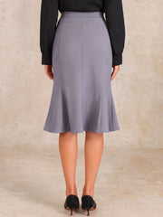 Ruffle Hem High Waist Business Pencil Midi Skirt