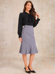 Ruffle Hem High Waist Business Pencil Midi Skirt