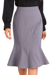 Ruffle Hem High Waist Business Pencil Midi Skirt