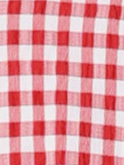 Plaid Puff Short Sleeve Gingham Peter Pan Collar Button Down Shirt