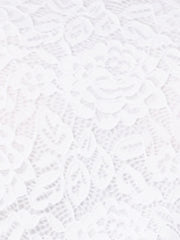 Floral Lace Mock Neck Puff Short Sleeve Blouse