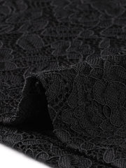 Floral Lace Mock Neck Puff Short Sleeve Blouse