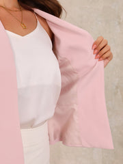 Open Front Collarless 3/4 Sleeve Peplum Cropped Jacket
