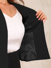 Open Front Collarless 3/4 Sleeve Peplum Cropped Jacket