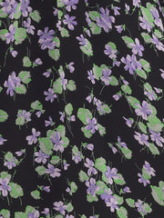 Floral Casual Mock Neck Chiffon A-Line Midi Dress