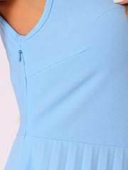 Sleeveless Pleated Crew Neck A-Line Midi Dress