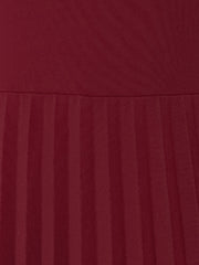 Sleeveless Pleated Crew Neck A-Line Midi Dress