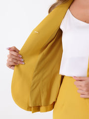 2 Piece Long Sleeve Notched Lapel Peplum Blazer Pencil Skirt Suit Set