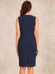 2 Pieces Sleeveless Midi Sheath Dress & Long Sleeve Blazer Set