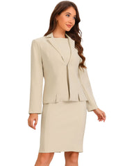 2 Pieces Sleeveless Midi Sheath Dress & Long Sleeve Blazer Set
