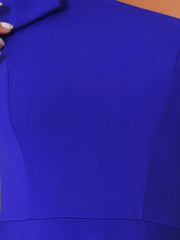 Bow One Shoulder Sleeveless Pockets A-Line Midi Dress