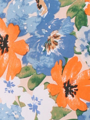 Peter Pan Collar Puff Short Sleeve Ruffle Smocked Floral Blouse