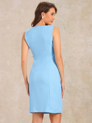 Sheath Striped Work Office Sleeveless Bodycon Pencil Dress