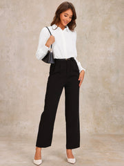 Long Sleeves Collared Business Dressy Leotard Shirt Bodysuit