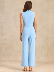 Elegant Office Work Sleeveless Belted Long Jumpsuit