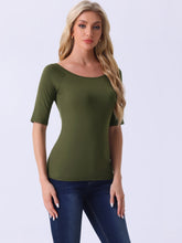 Half Sleeves Scoop Neck Fitted Layering Soft T-Shirt