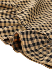 Gingham Checks Ruffled Peter Pan Collar 1960s Vintage Mini Dress