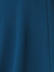 Notch Neck Pocketed 3/4 Sleeve Solid A-Line Work Dress