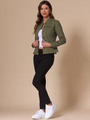 Casual Denim Classic Stand Collar Long Sleeve Jean Jacket