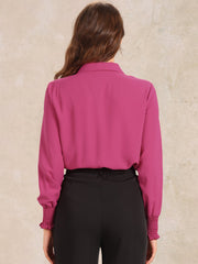 Long Sleeves Collared Business Dressy Leotard Shirt Bodysuit