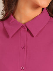 Long Sleeves Collared Business Dressy Leotard Shirt Bodysuit
