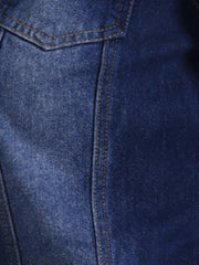 Casual Short Puff Sleeves Button-Down Jean Denim Jacket