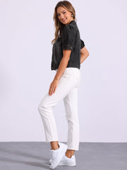 Casual Short Puff Sleeves Button-Down Jean Denim Jacket