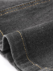 Lapel Collar Long Sleeve One Button Denim Blazer Jean Jacket