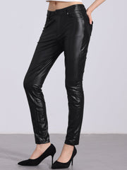 Faux Leather High Waist Stretch Slim Fit Motorcycle Legging Pants