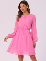 Choker V Neck Flared Gilding Metallic Shiny Star A-Line Dress