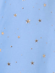 Choker V Neck Flared Gilding Metallic Shiny Star A-Line Dress