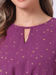 Choker V Neck Flared Gilding Metallic Shiny Star A-Line Dress