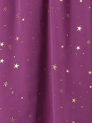 Choker V Neck Flared Gilding Metallic Shiny Star A-Line Dress