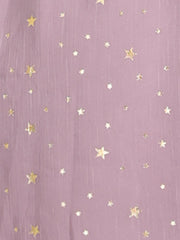 Chiffon Sleeveless Smocked Waist Gilding Metallic Stars Party Dress