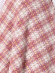 Vintage Plaid Tartan Elastic Waist Knee Length A-Line Skirt