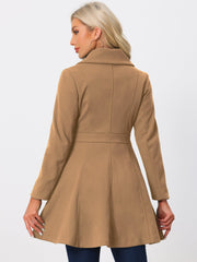 Winter Long Lapel Collar Contrast Double Breast Coat
