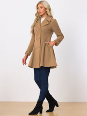 Winter Long Lapel Collar Contrast Double Breast Coat
