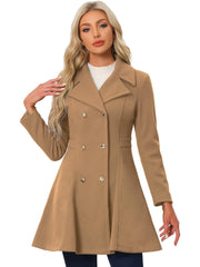 Winter Long Lapel Collar Contrast Double Breast Coat