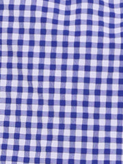 Square Neck Short Sleeves Gingham Plaid Blouse
