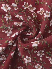Floral A-line Smocked Waist Tiered Ruffled Chiffon Mini Dress