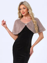 Elegant Faux Fur Shawl Bridal Wedding Party Wrap Stole Shrug