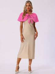 Elegant Faux Fur Shawl Stole Bow Tie Bridal Shrugs