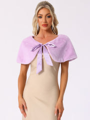 Elegant Faux Fur Shawl Stole Bow Tie Bridal Shrugs