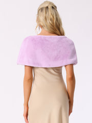 Elegant Faux Fur Shawl Stole Bow Tie Bridal Shrugs